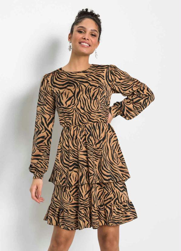 Vestido em Camadas Animal Print (Bege) Vestido em Camadas Animal Print (Bege)