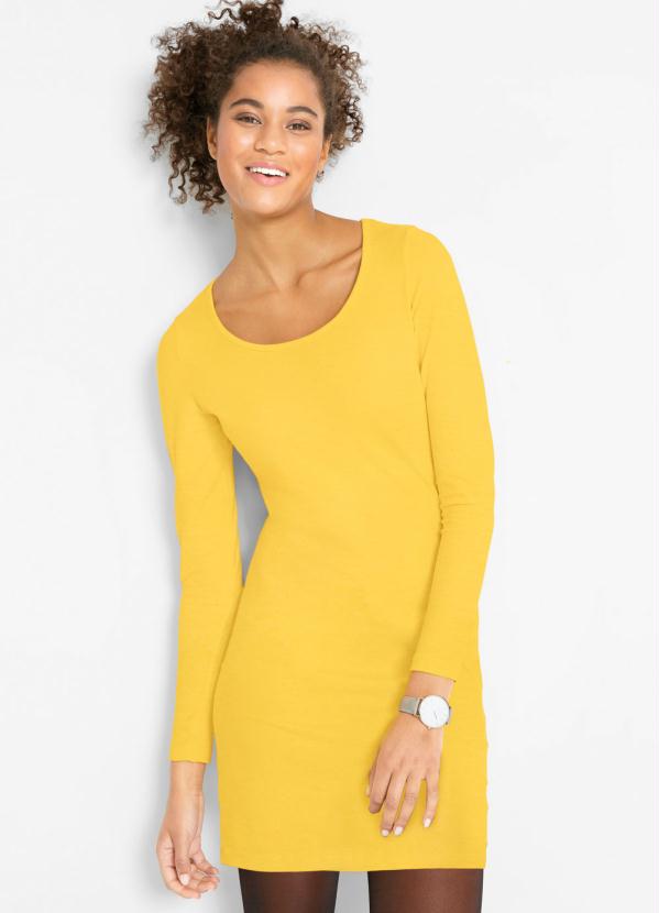 Vestido em Camisa com Manga Longa (Amarelo)