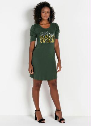 Vestido Estampado com Brilho (Verde)