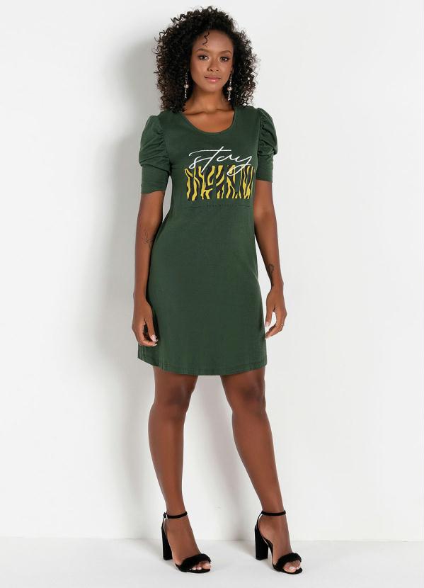 Vestido Estampado com Brilho (Verde)