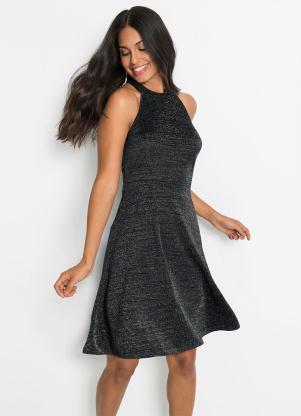 Vestido Evas� em Lurex (Preta)