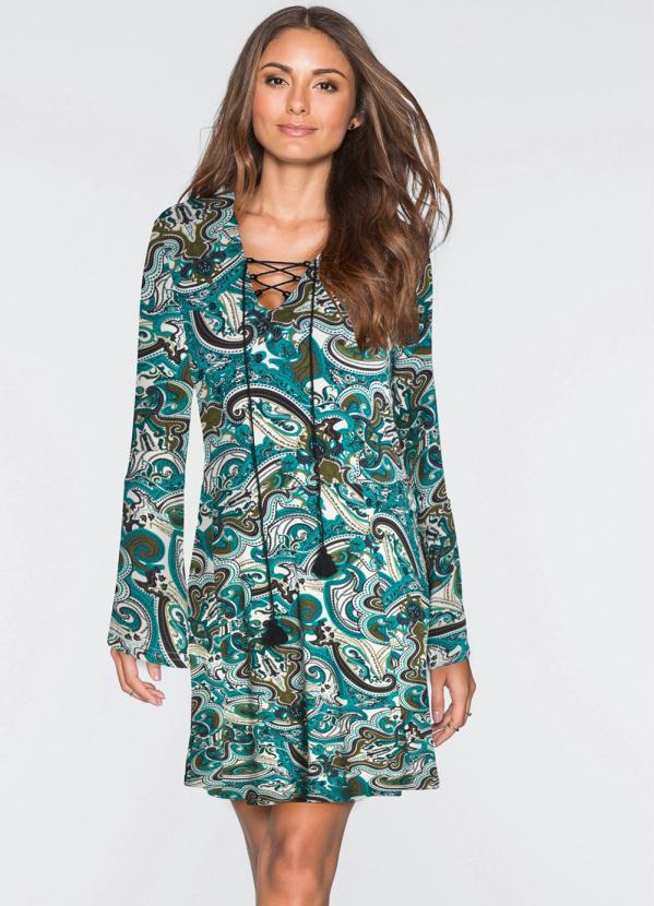 Vestido Evas� Estampa Paisley (Azul)