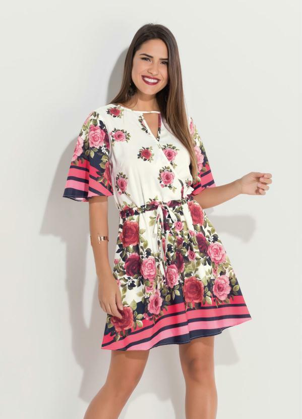 vestido com barrado floral