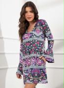 Vestido Floral Marinho com Bolsos Funcionais