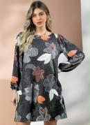 Vestido Floral Preto com Bolsos