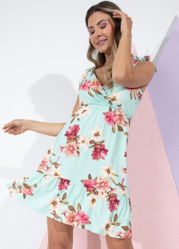 Vestido (Folhas Bord�) com Al�as para Amarrar