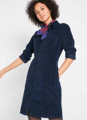 Vestido Jeans com Bolso Manga Longa (Azul Escuro) Vestido Jeans com Bolso Manga Longa (Azul Escuro)