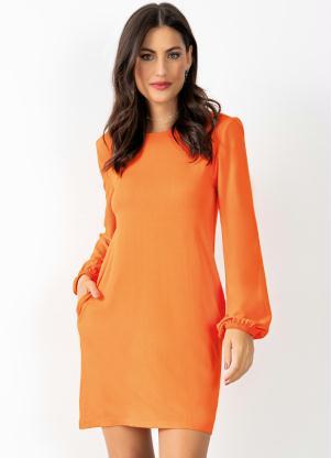 Vestido (Laranja) com Bolsos Funcionais