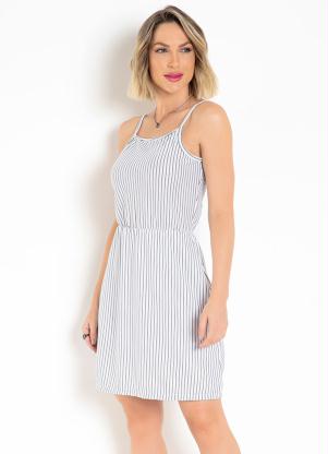 Vestido (Listrado Branco) com Amarra��o
