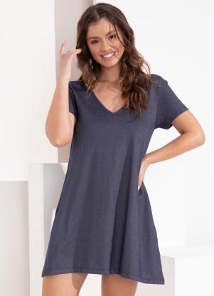 Vestido (Marinho) com Bolsos Funcionais