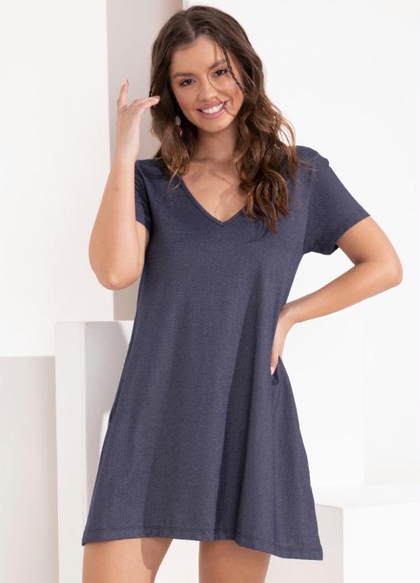 Vestido (Marinho) com Bolsos Funcionais