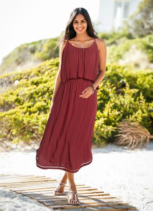 Vestido Midi com Babados (Vermelho)