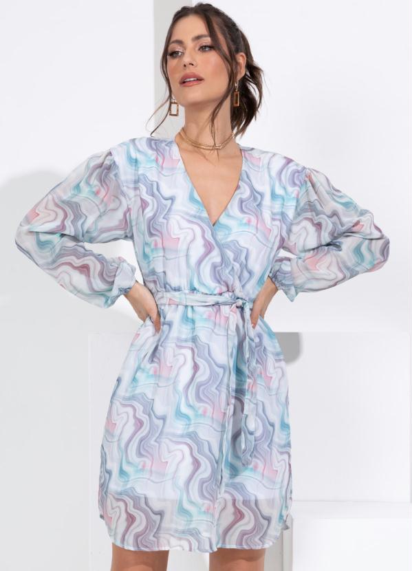 Vestido (Mineral) Mangas Longas com Faixa Vestido (Mineral) Mangas Longas com Faixa