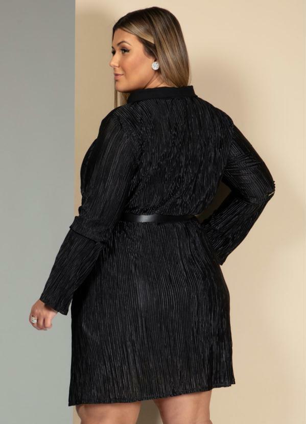 vestido preto plissado