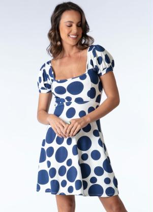 Vestido (Po� Azul) com Decote Quadrado