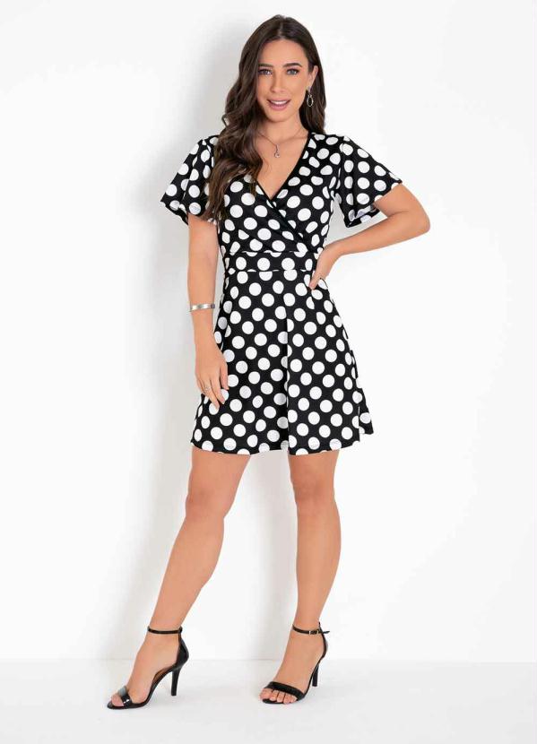 Vestido (Po� Preto) com Decote Transpassado