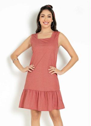 Vestido (Po� Ros�) com Babado na Barra