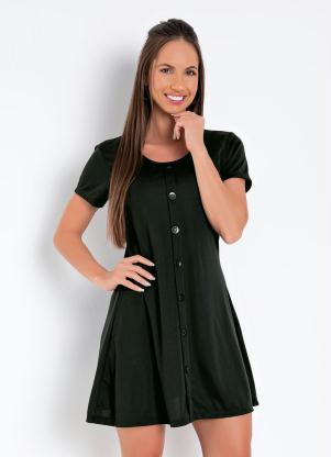 Vestido (Preto) com Bot�es Frontais