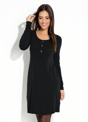 Vestido (Preto) com Bot�es no Busto