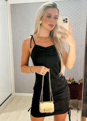 Vestido (Preto) com El�stico nas Laterais