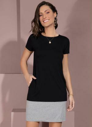 Vestido (Preto e Mescla) com Bolsos Vestido (Preto e Mescla) com Bolsos