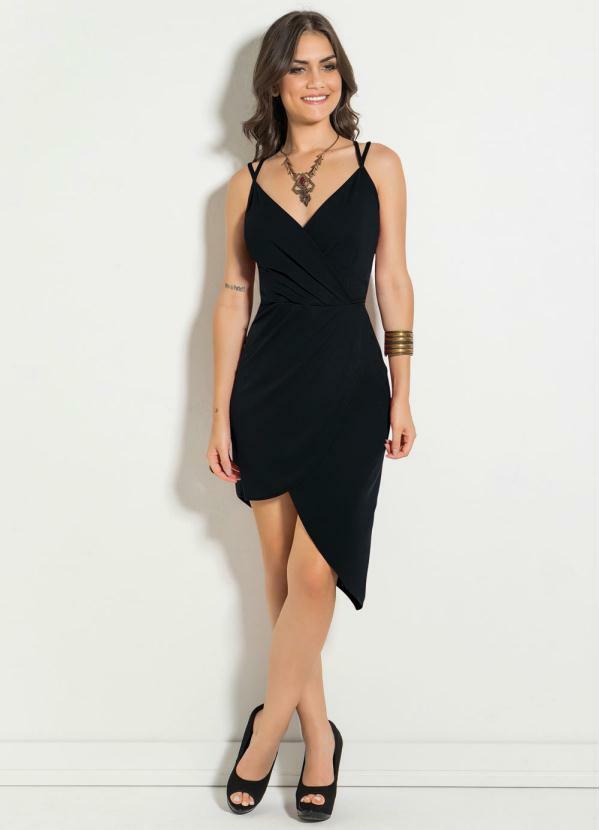 vestido longo preto transpassado