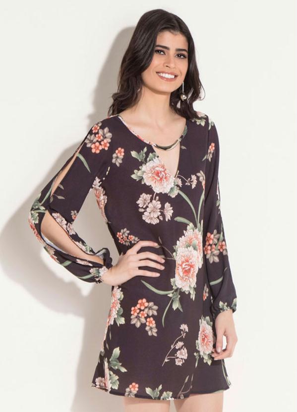 Vestido Quintess Curto (Floral Preto)