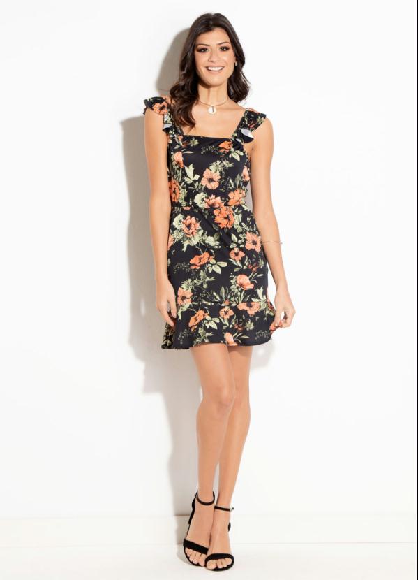 vestido de crepe floral