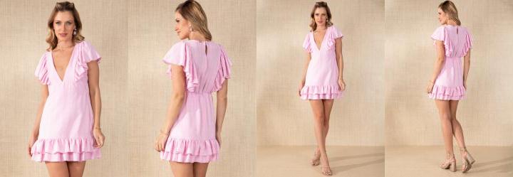 Vestido Rosa com Babados