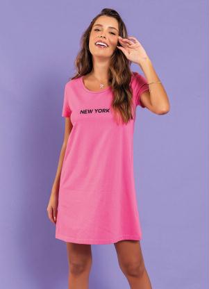 Vestido (Rosa) com Estampa Frontal Localizada