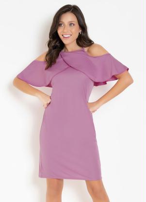 Vestido (Ros�) com Babado Sobreposto