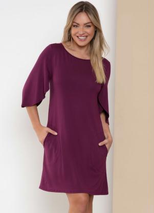 Vestido (Roxo) com Mangas Transpassadas