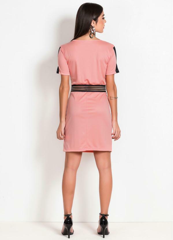 vestido salmão com preto