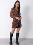 Vestido Tigre com Sobreposi��o de Kimono