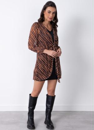 Vestido (Tigre) com Sobreposi��o de Kimono