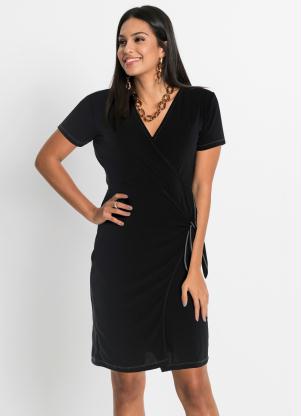 Vestido Transpassado com N� (Preto)