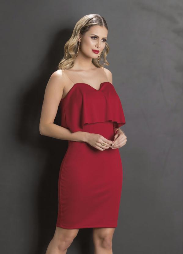 vestido vermelho de babado