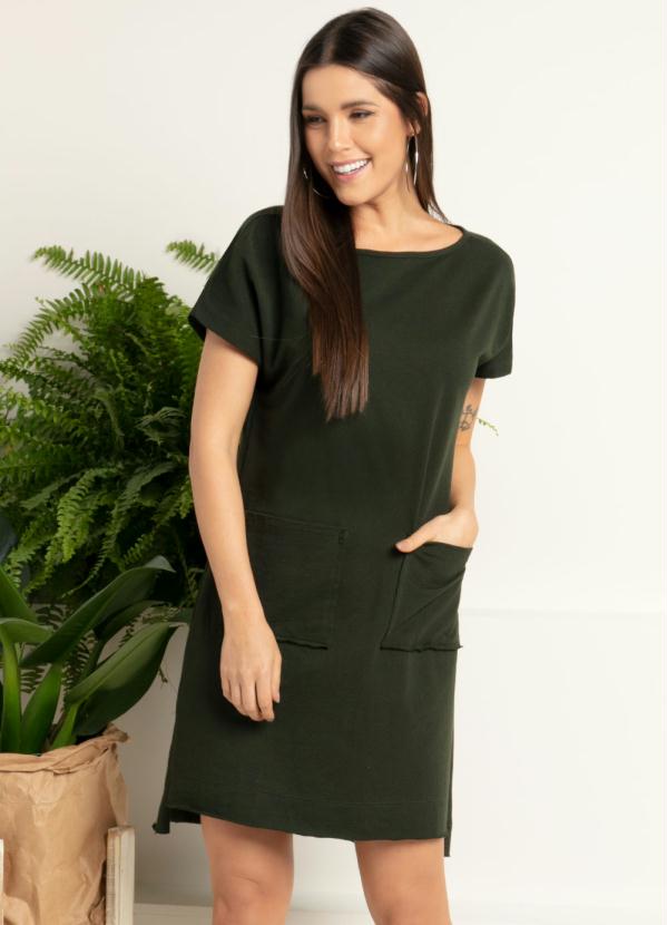 Vestido (Verde) com Bolsos Frontais