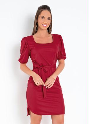 Vestido (Vermelho) com Faixa Fixa para Amarrar