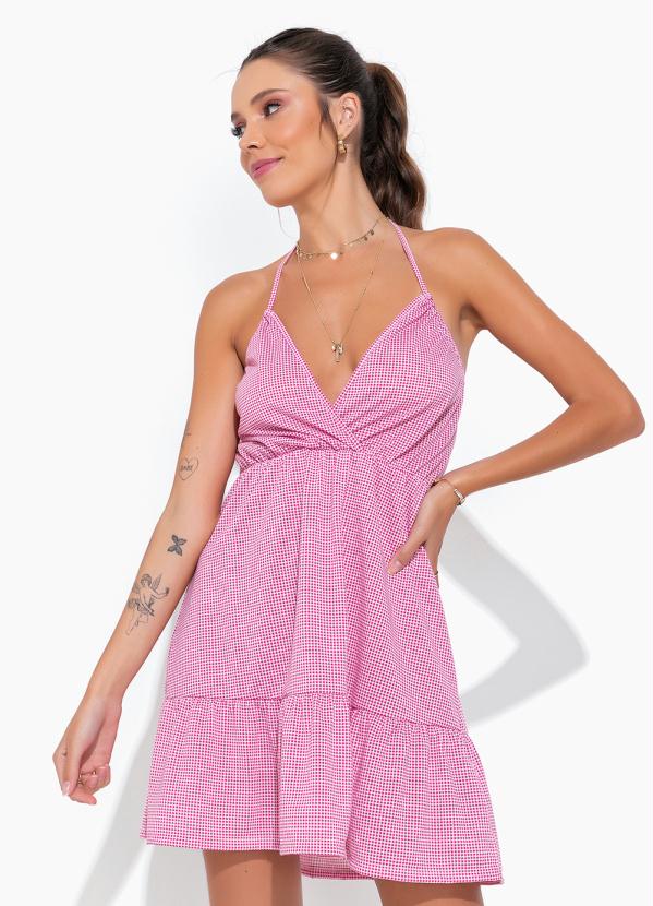 Vestido (Xadrez) com Babado e Amarra��o