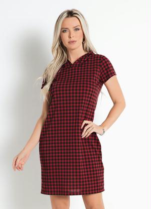 Vestido (Xadrez Vermelho) com Capuz