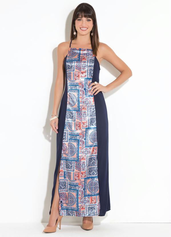 Vestido Longo (Azul) com Fenda