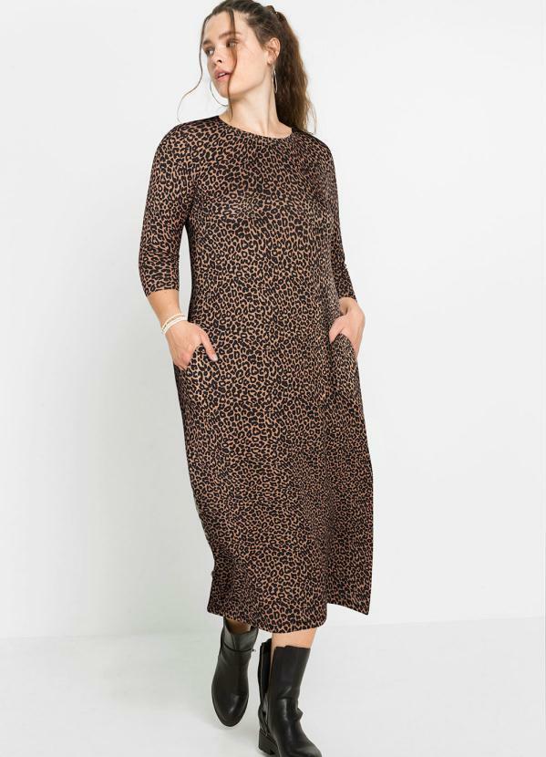 Vestido com Bolsos (On�a Marrom)