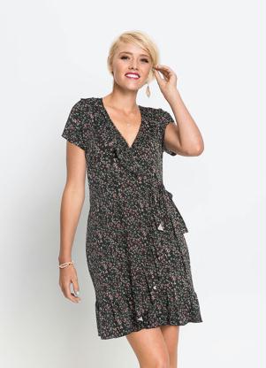 Vestido Transpassado Babados (Floral Preto) Vestido Transpassado Babados (Floral Preto)