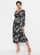 Vestido Geom�trico P&B em Malha de Viscose