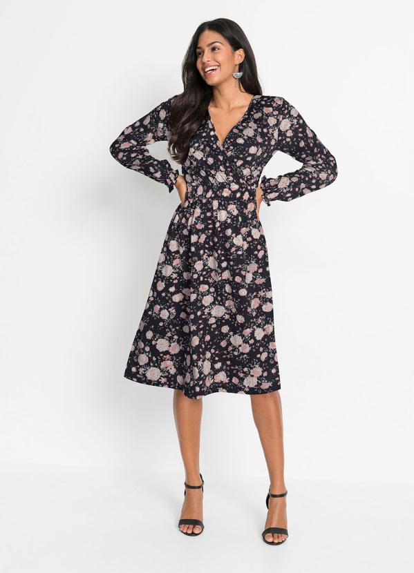 Vestido Transpassado (Floral Dark)