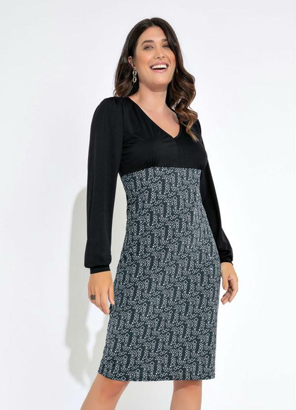 Vestido Tubinho Manga Longa (Étnico Preto) Vestido Tubinho Manga Longa (Étnico Preto)