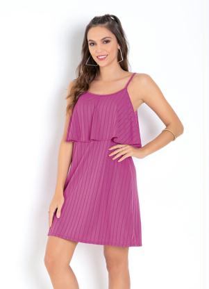 Vestido (Rosa) com Babado no Decote Vestido (Rosa) com Babado no Decote