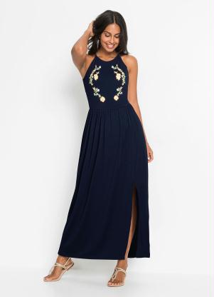 Vestido com Fenda (Azul Marinho)