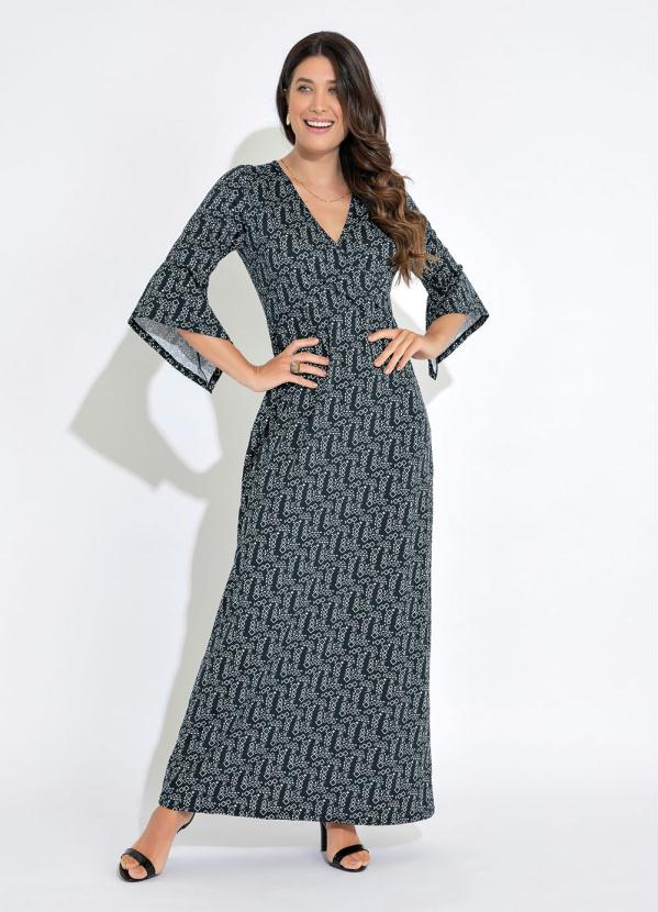 Vestido Decote Transpassado (�tnico Preto)